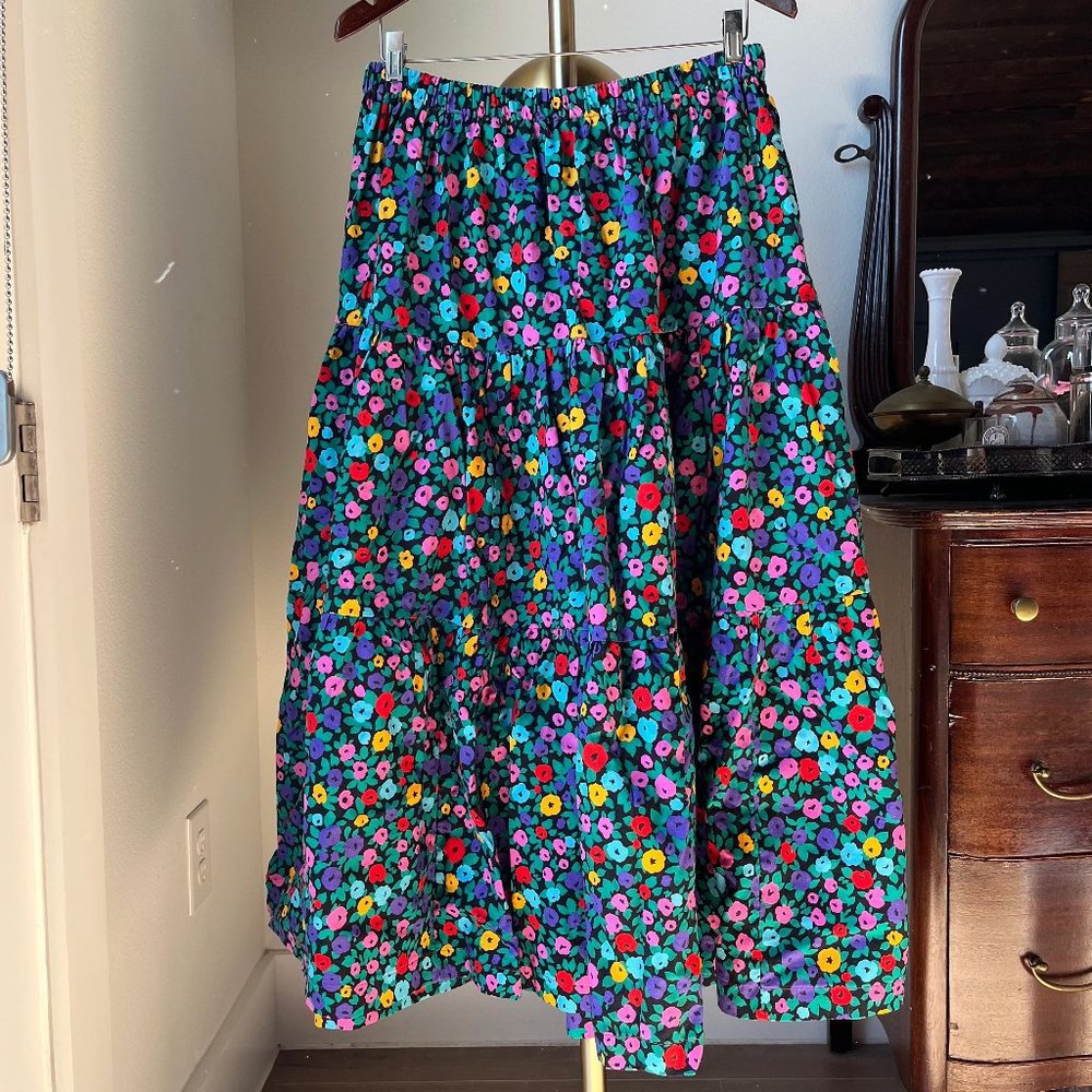 vintage jo sanders original peasant skirt - multicolor floral - large